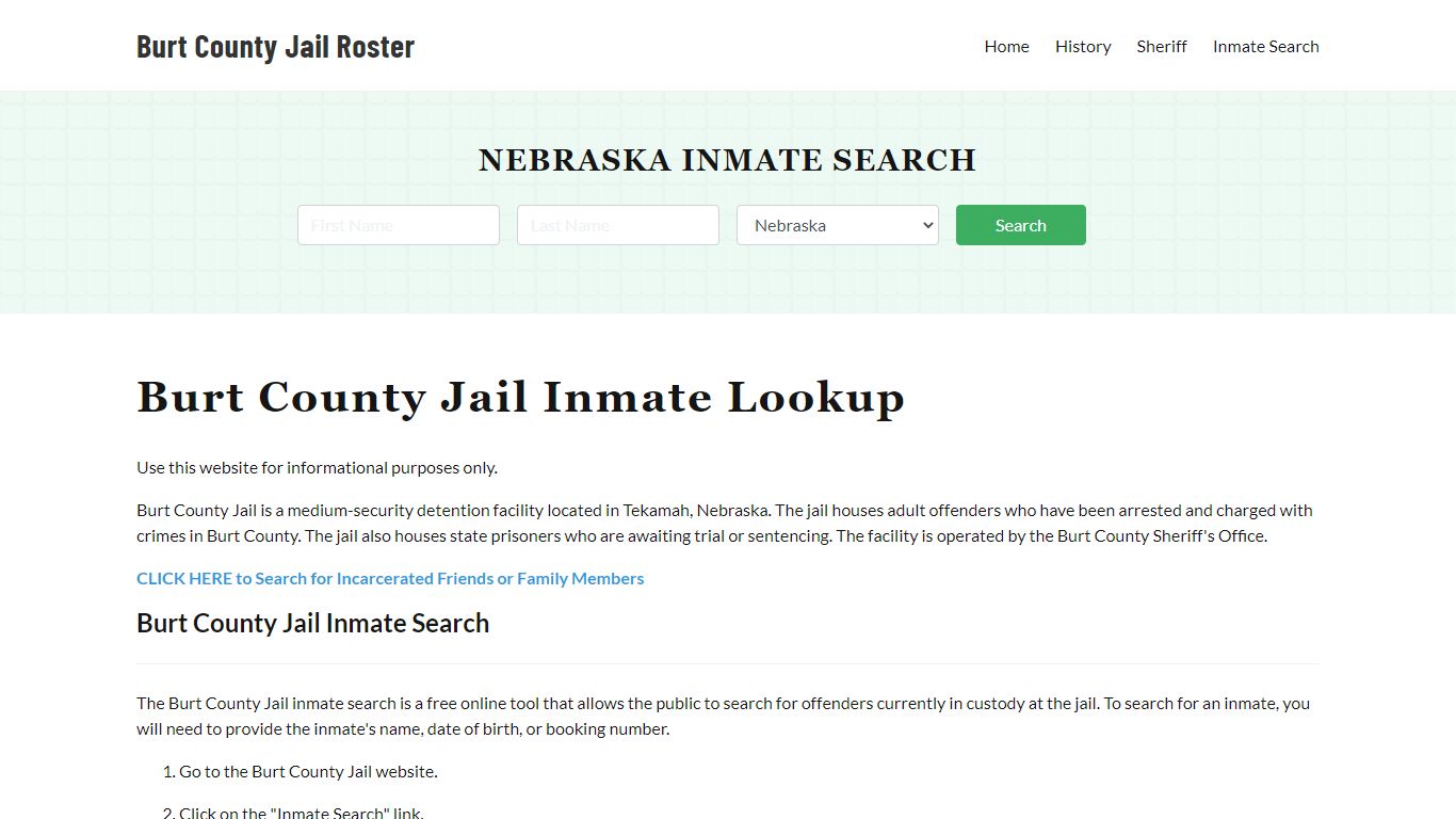 Burt County Jail Roster Lookup, NE, Inmate Search