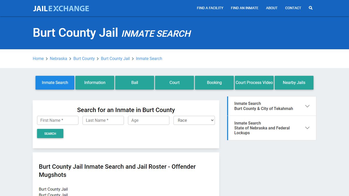 Burt County Jail, NE Inmate Search: Roster & Mugshots