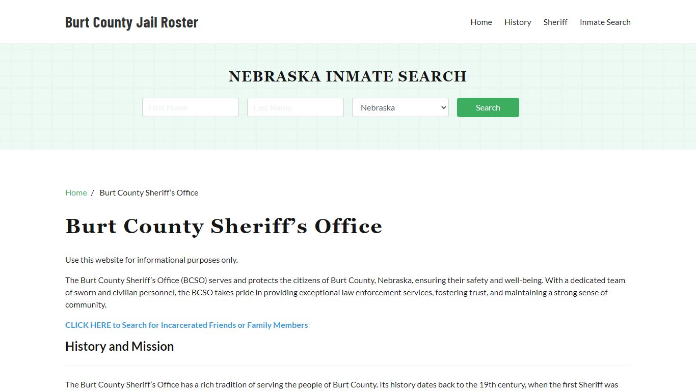 Burt County Sheriff Office, NE, Arrest Warrants Search